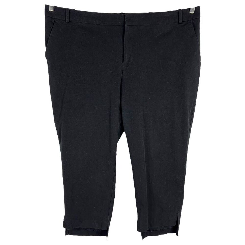 Elloquii Plus Size 20 Capri Pants‎ Black Trousers Cropped Stretch Step Hem 1666 - Picture 8 of 8